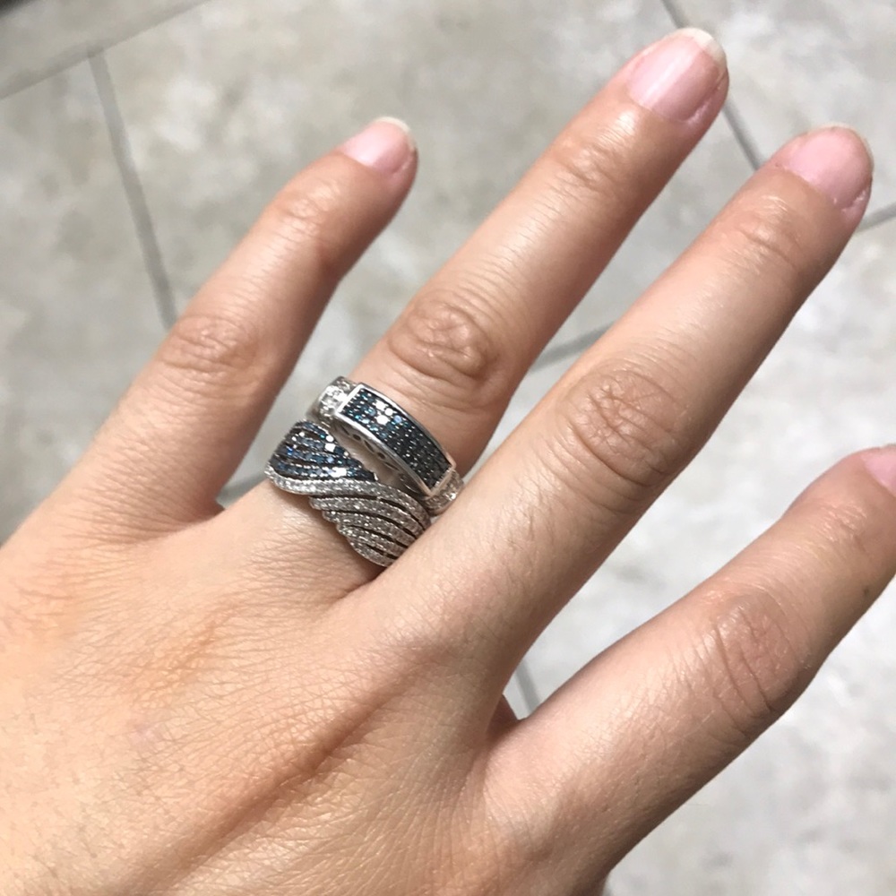 Crystal Silver Sterling.925 ring matching set 👹natural stone rhinestone